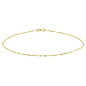 Soleil Collection 9" Twisted Curb Anklet | 9K Solid Yellow Gold