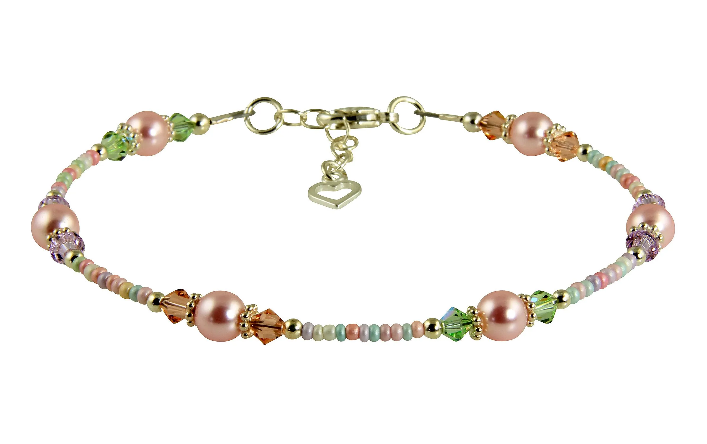 Spring Pink Pearl Beaded Anklet