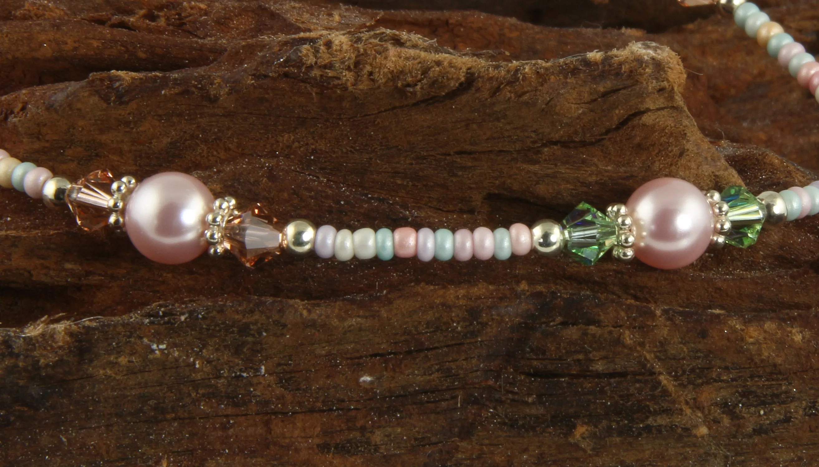 Spring Pink Pearl Beaded Anklet