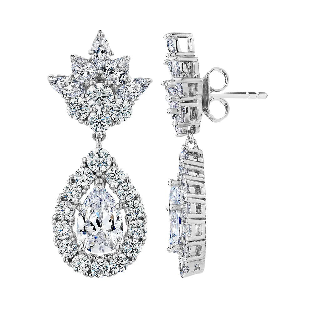 Statement earrings with 7.24 carats* of diamond simulants in sterling silver