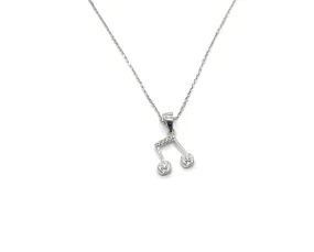 Sterling Silver CZ Music Note Necklace