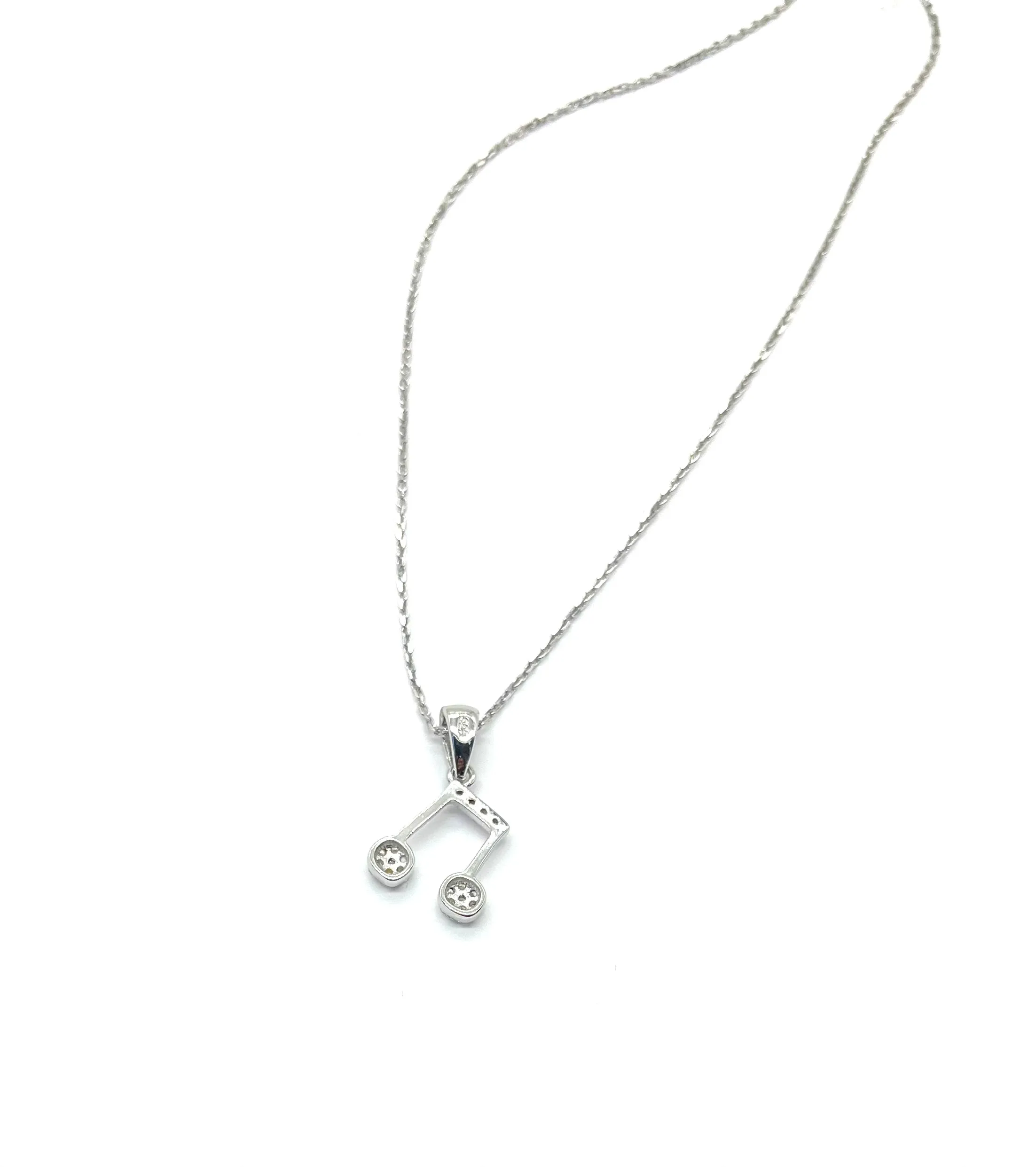 Sterling Silver CZ Music Note Necklace