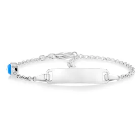 Sterling Silver Evil Eye ID 16cm Bracelet