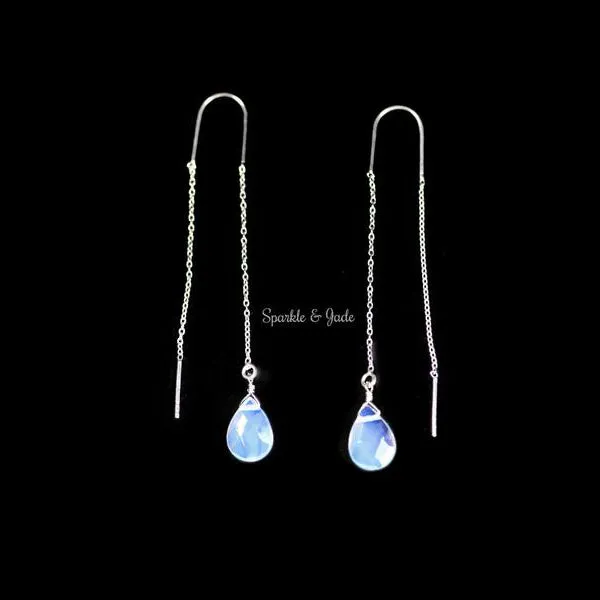 Sterling Silver Opalite Crystal Threader Earrings