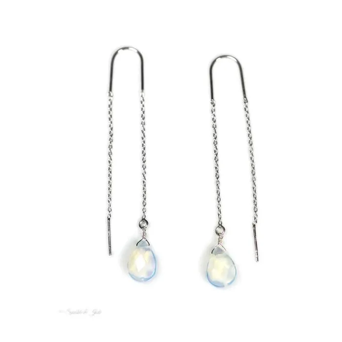 Sterling Silver Opalite Crystal Threader Earrings