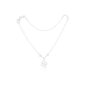 Sterling Silver Open 4 Leaf Clover 24cm Anklet