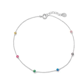 Sterling Silver Rainbow Anklet