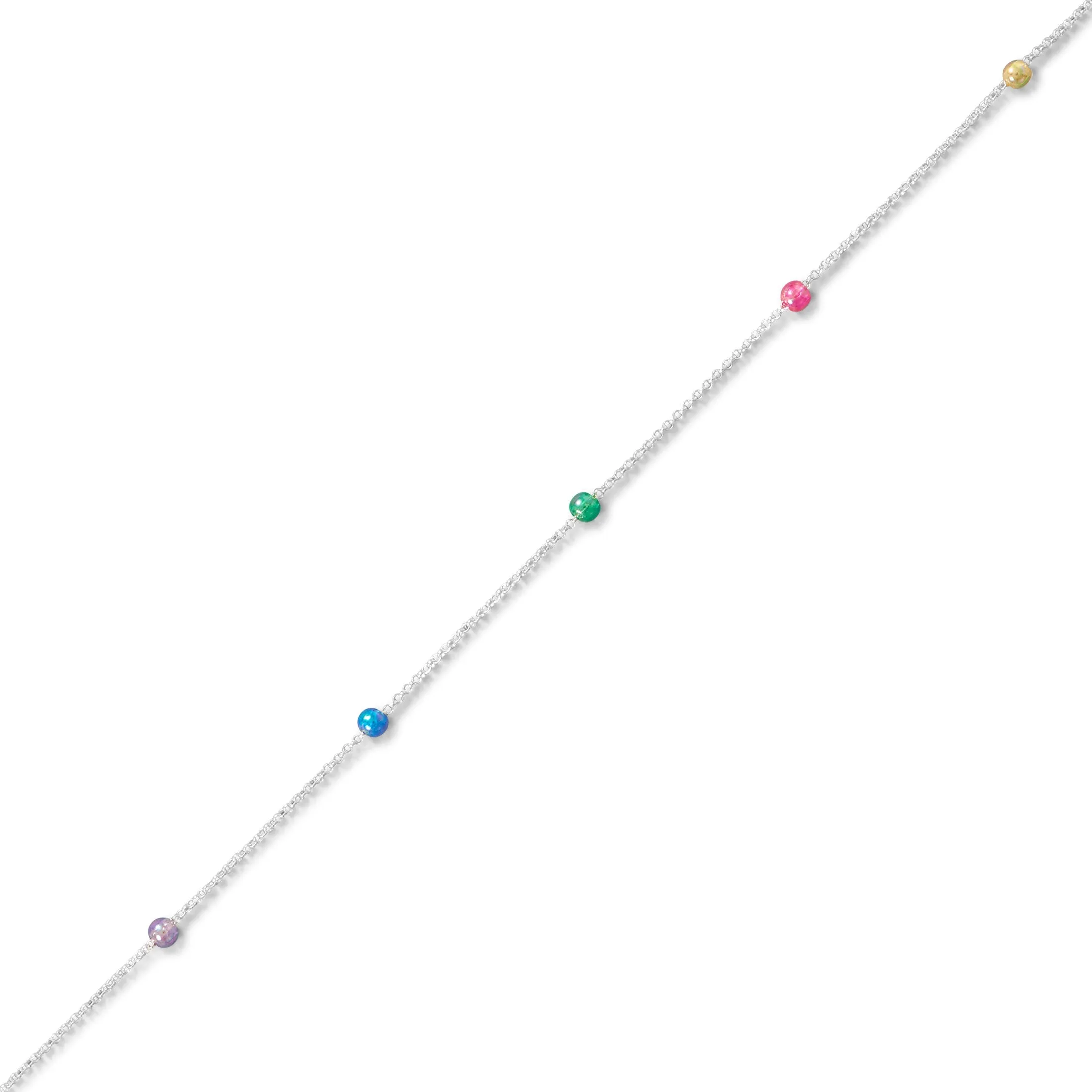 Sterling Silver Rainbow Anklet