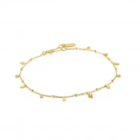 Sterling Silver Shiny Gold Plated Bohemia Anklet F016-01G