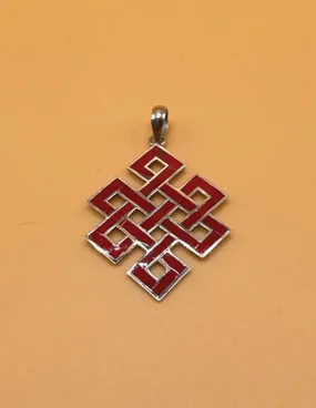 Sterling Silver Tibetan Coral Celtic Knot Pendent