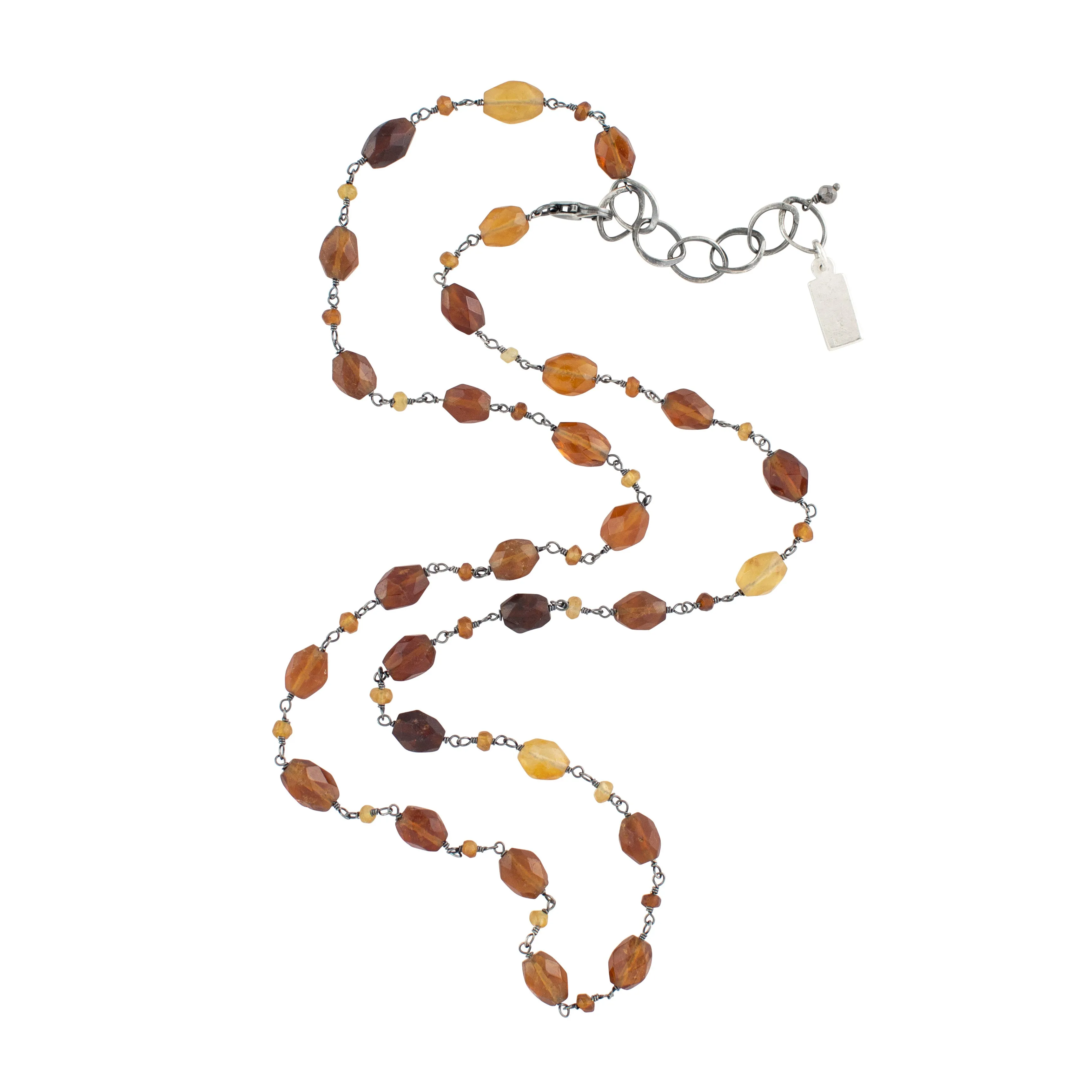 Stone Strand Necklace - Hessonite - 22-24"