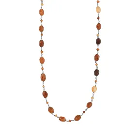 Stone Strand Necklace - Hessonite - 22-24"