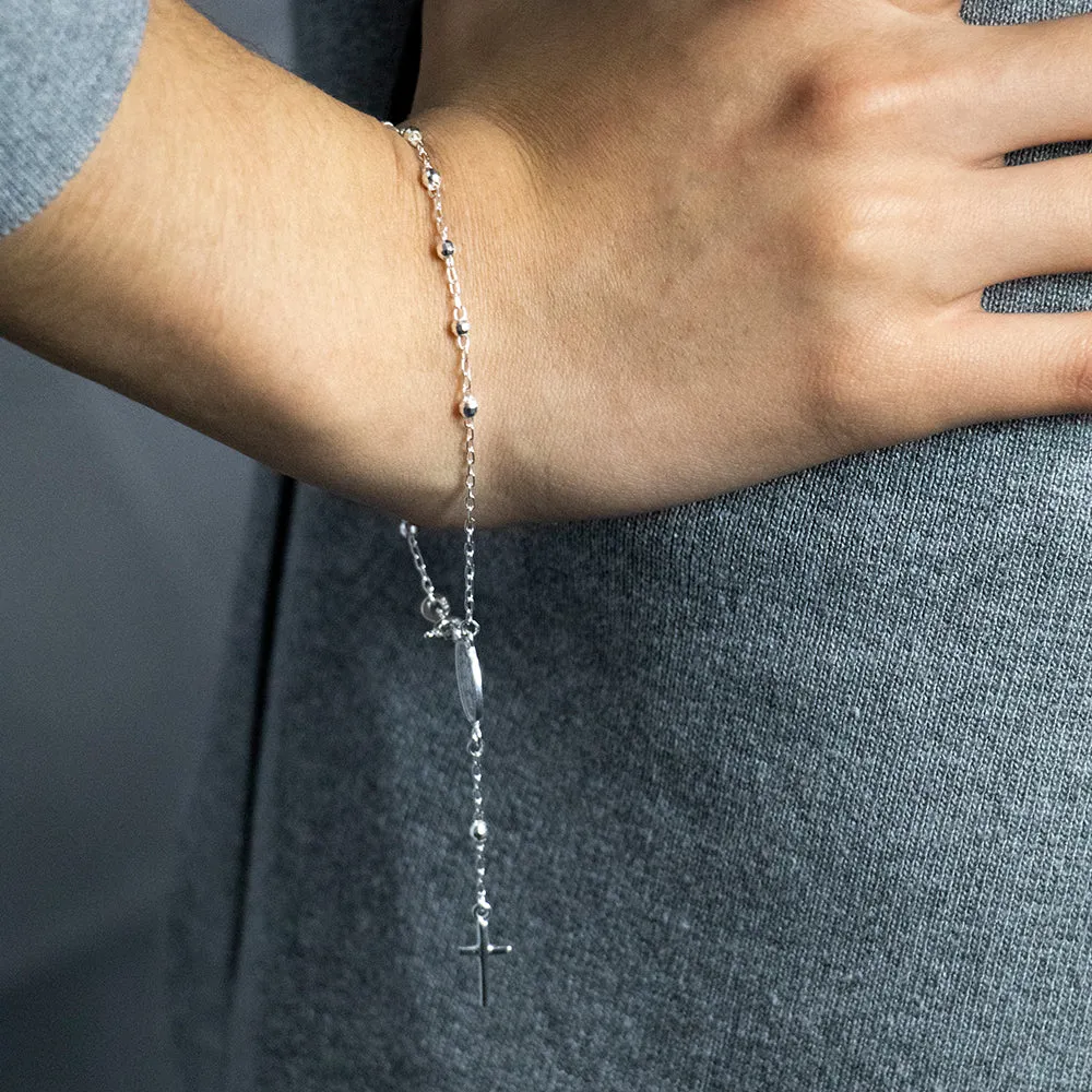 Streling Silver Medallion and Cross Bracelet