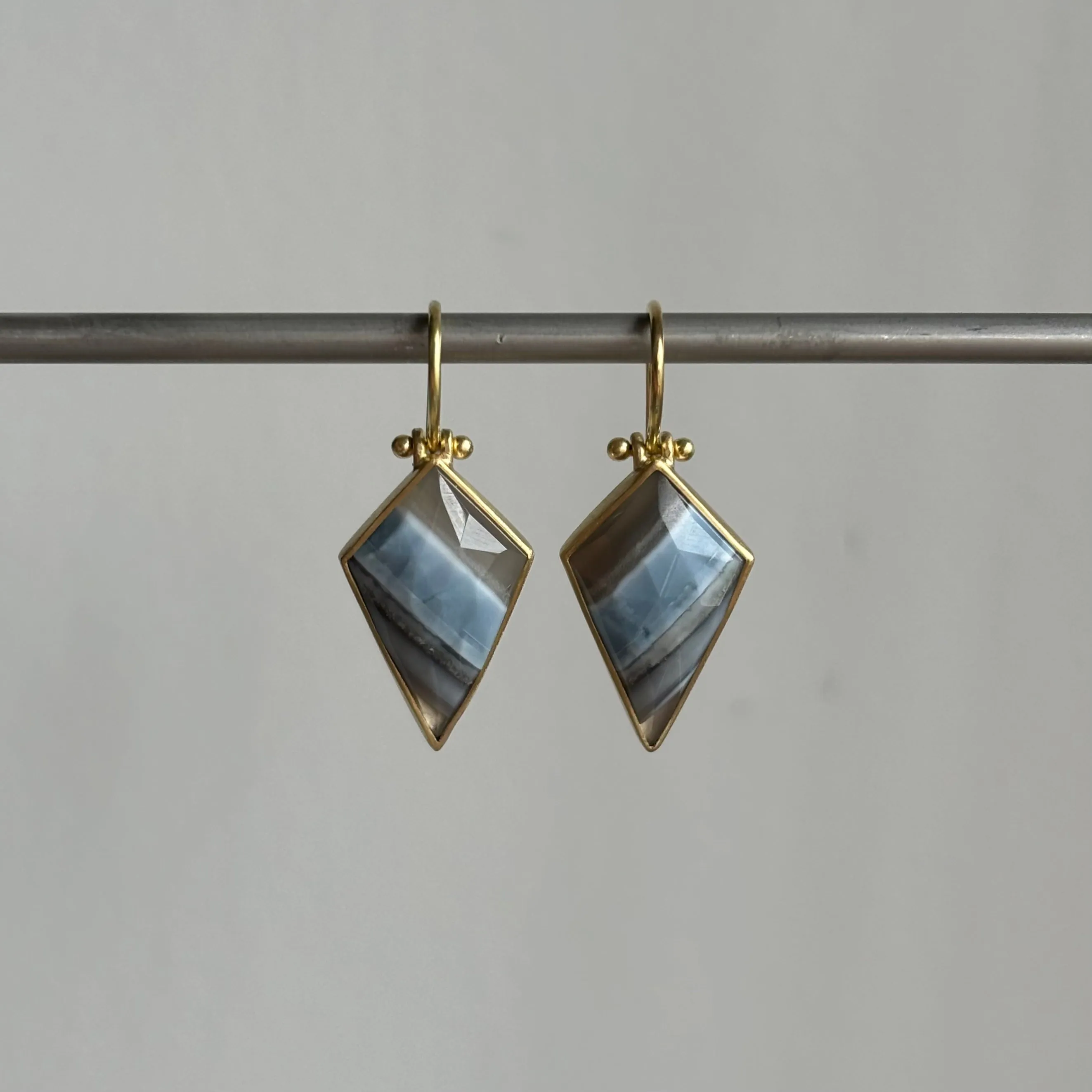 Striped Blue Opal Kite Earrings