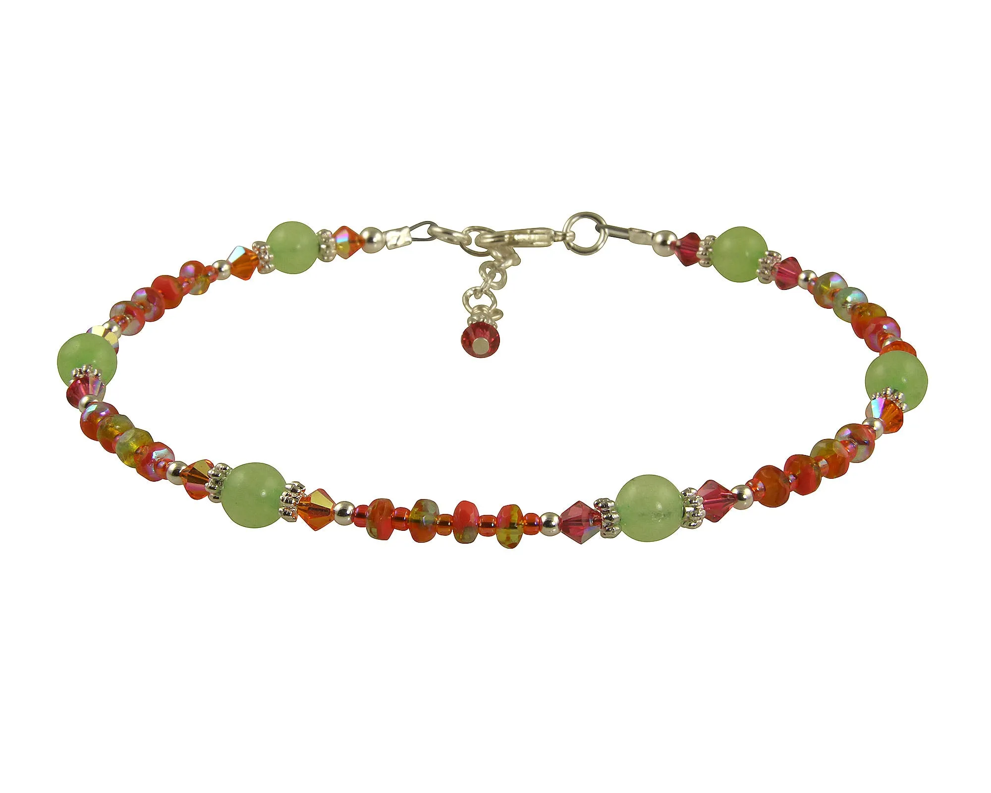 Summer Orange Crystal Silver-Plated Anklet