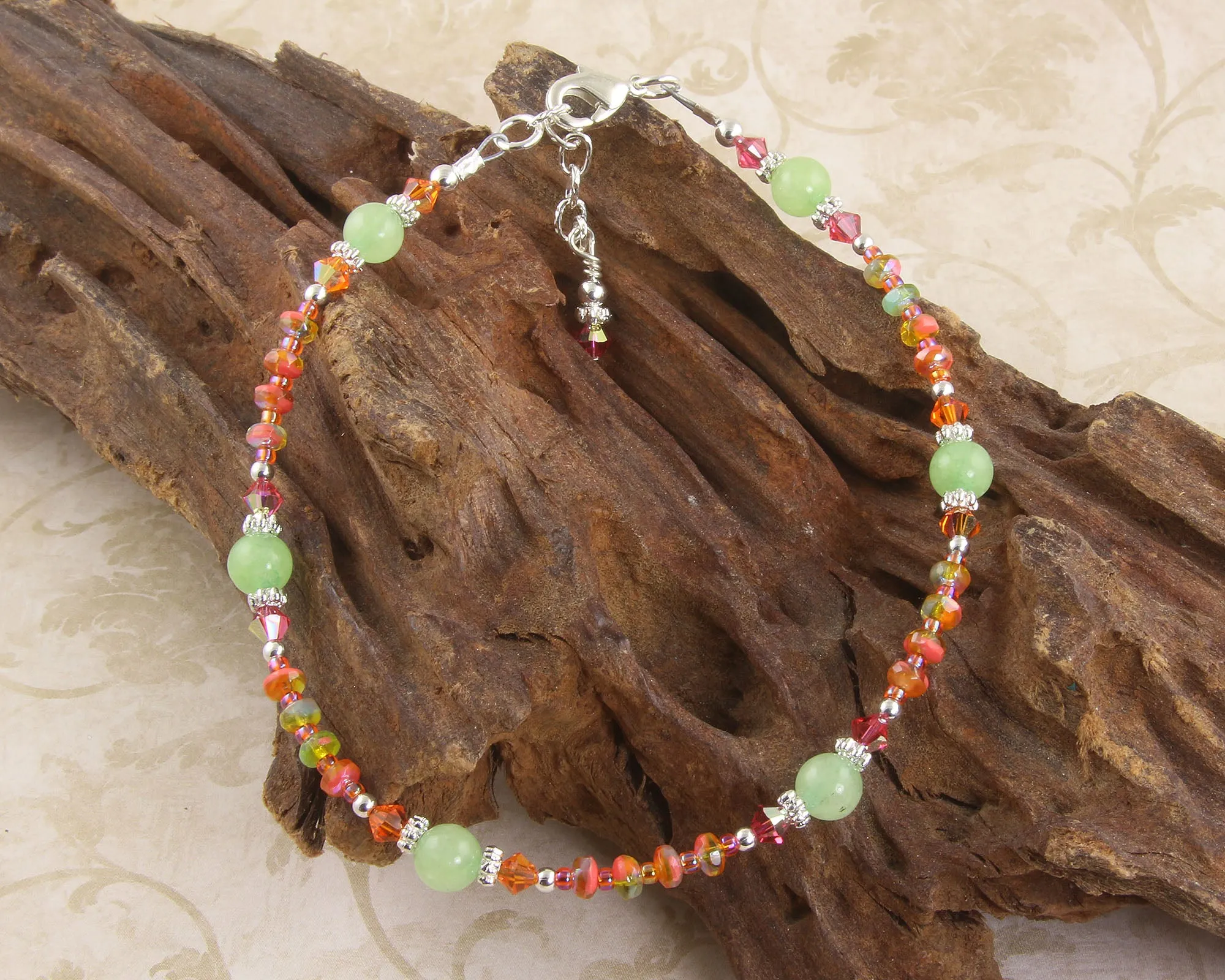 Summer Orange Crystal Silver-Plated Anklet