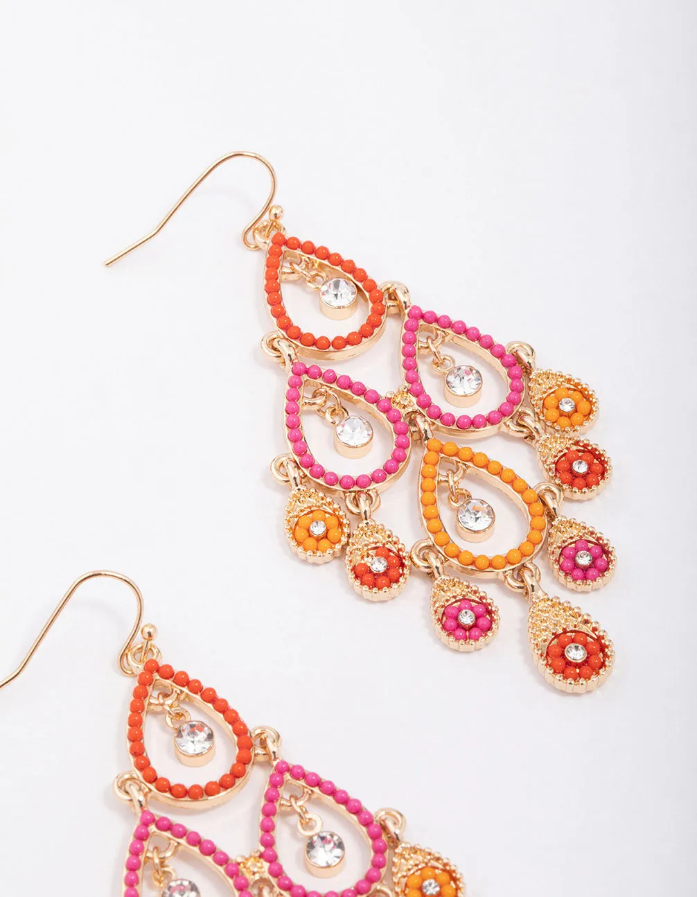 Sunset Gradient Beaded Open Drop Earrings