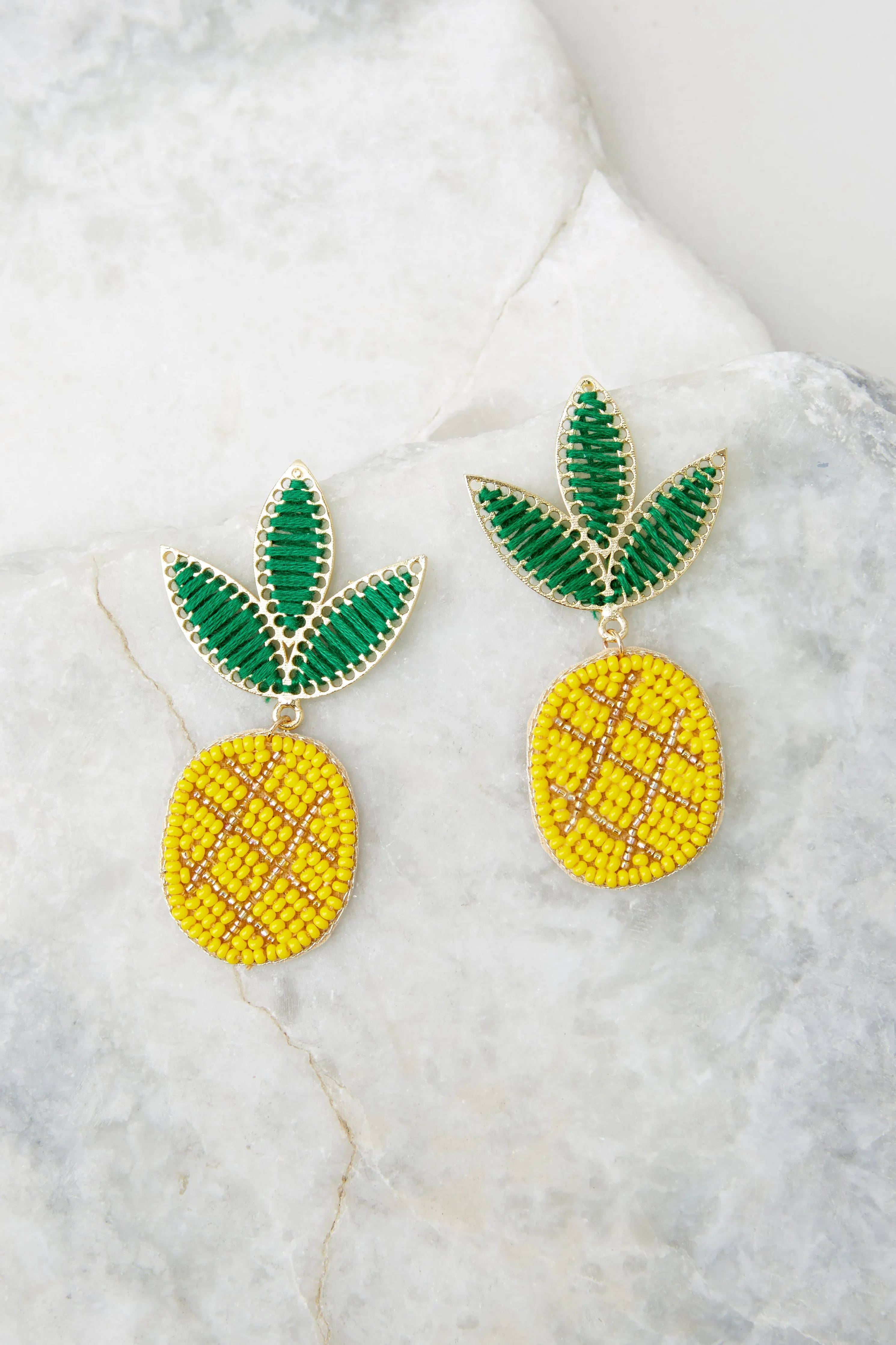 Sweet To The Core Yellow Beaded Earrings