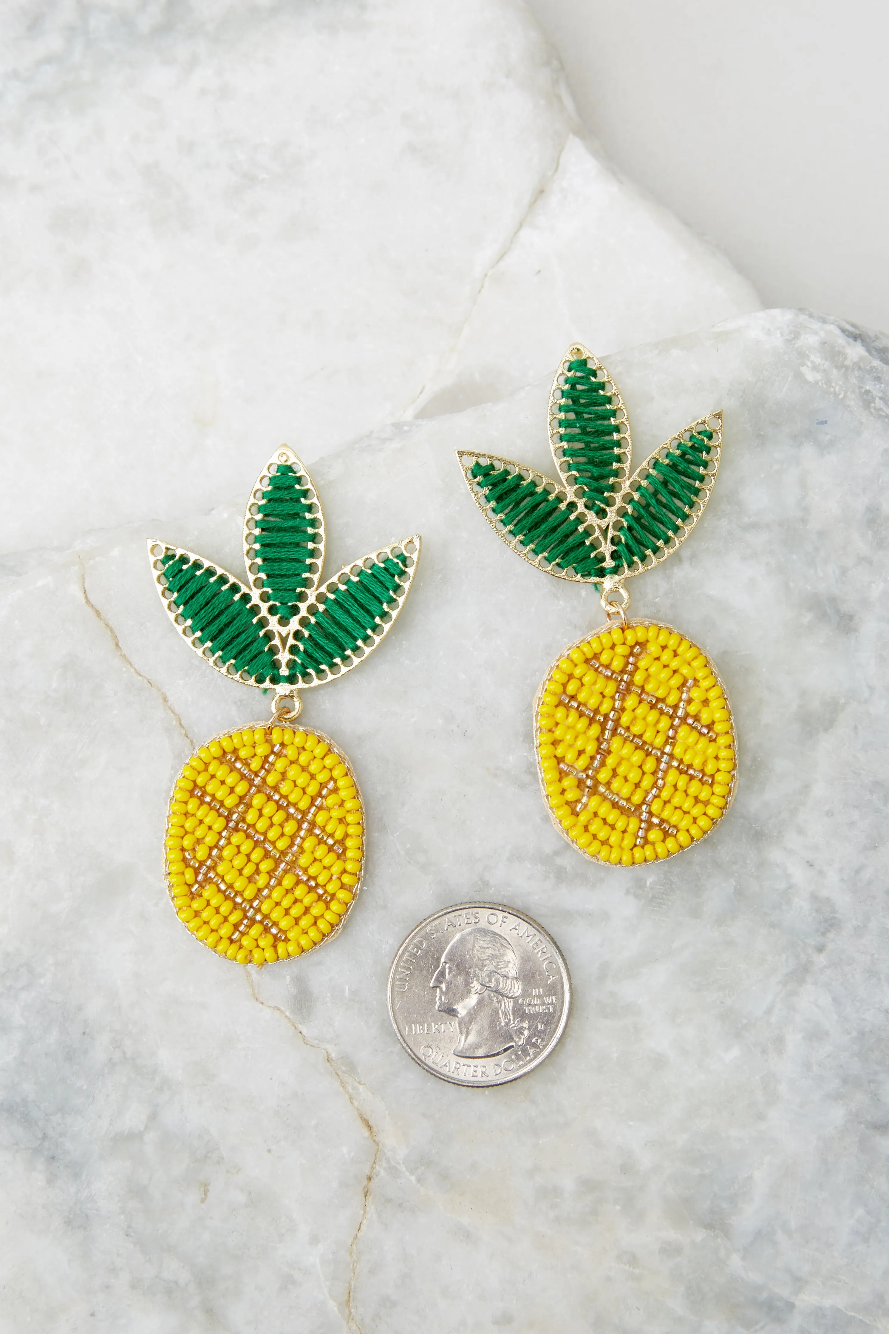 Sweet To The Core Yellow Beaded Earrings