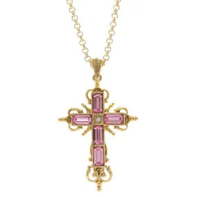 Symbols Of Faith Cavlariae Crystal Cross Pendant Necklace 18"   3" Extender