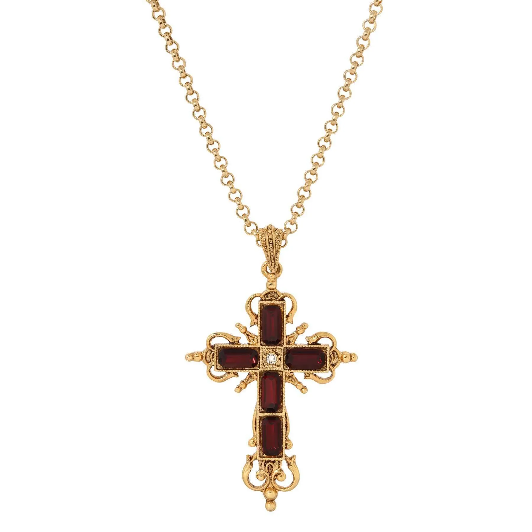 Symbols Of Faith Cavlariae Crystal Cross Pendant Necklace 18"   3" Extender