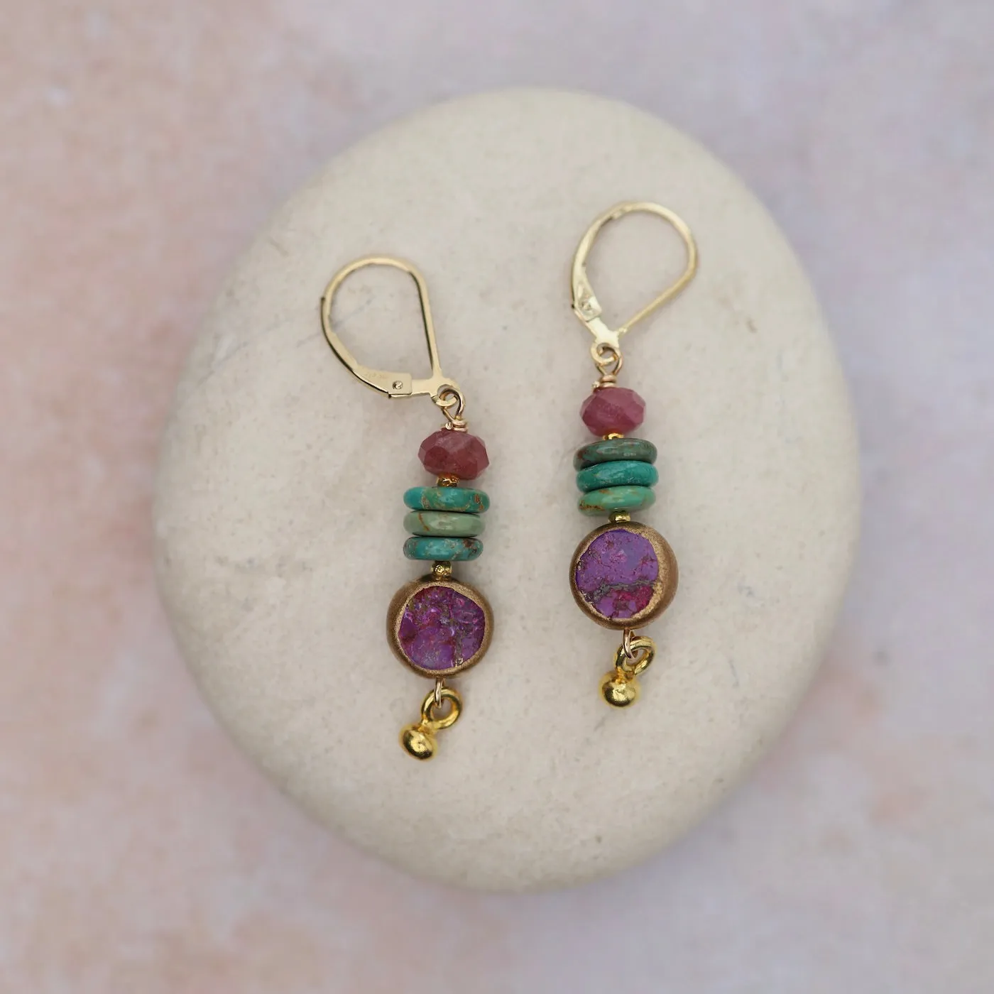 Tear Jerker Purple Turquoise Earrings