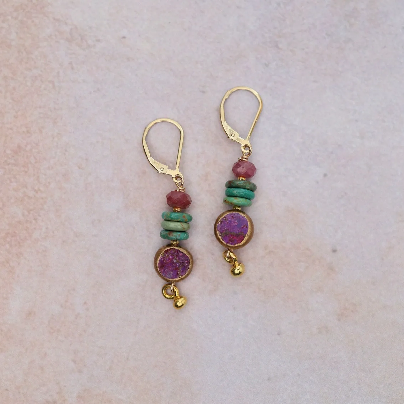 Tear Jerker Purple Turquoise Earrings