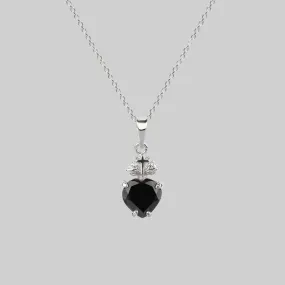 The Sacred Heart Black Spinel Necklace - Silver