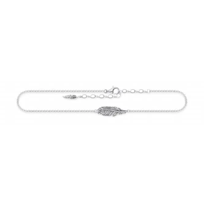 Thomas Sabo Sterling Silver Feather Anklet AK0013-637-21-L27v