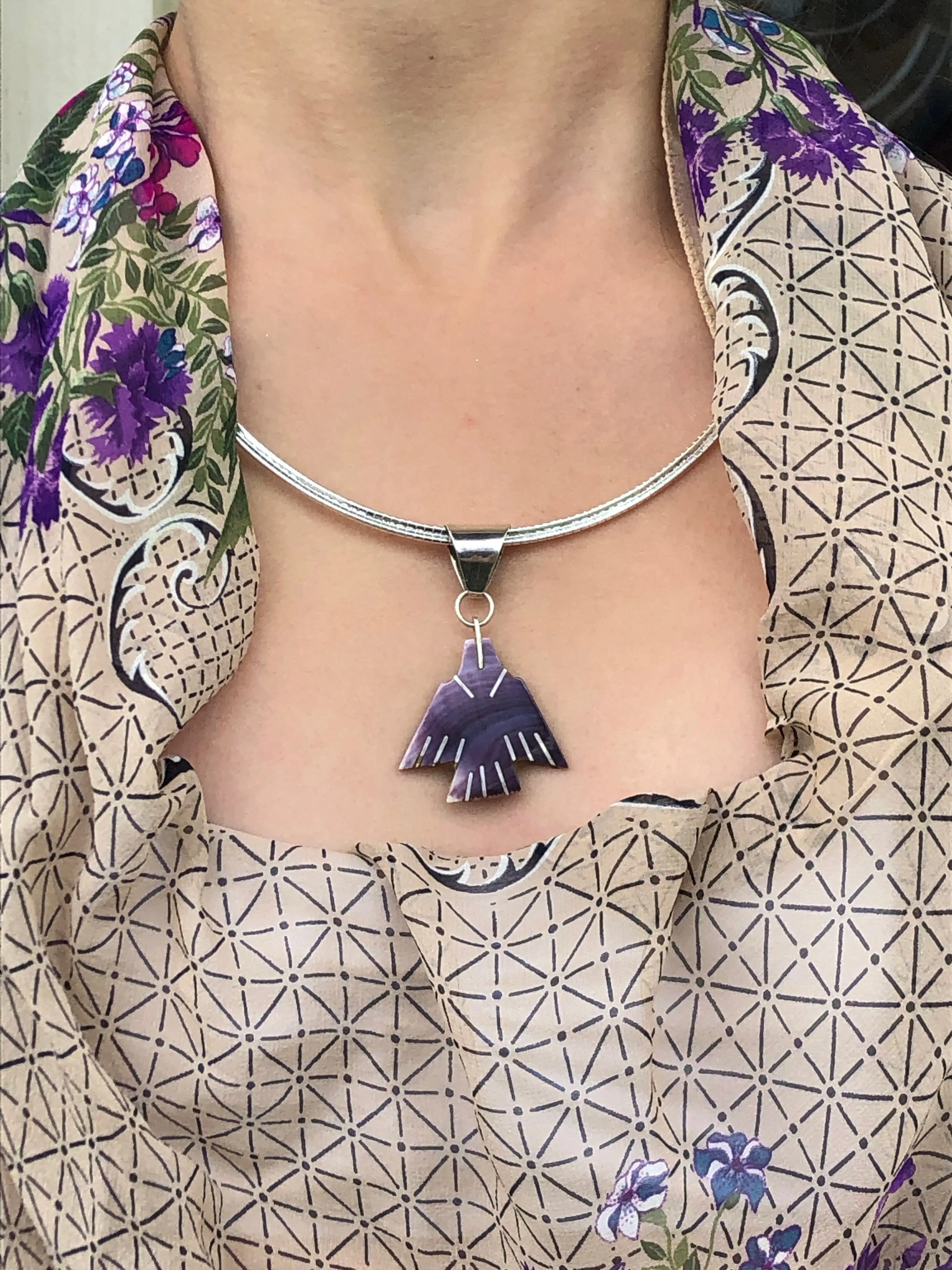 Thunder bird wampum necklace