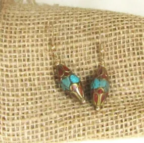 Tibetan Turquoise Bead Drop Earrings