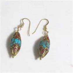 Tibetan Turquoise Bead Drop Earrings