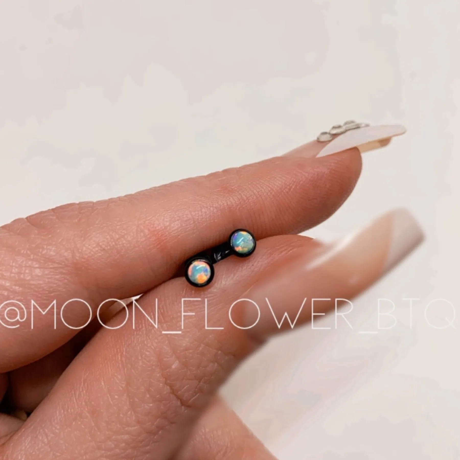 Tiny Black Opal Earrings