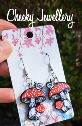 Toadstool mushroom earrings