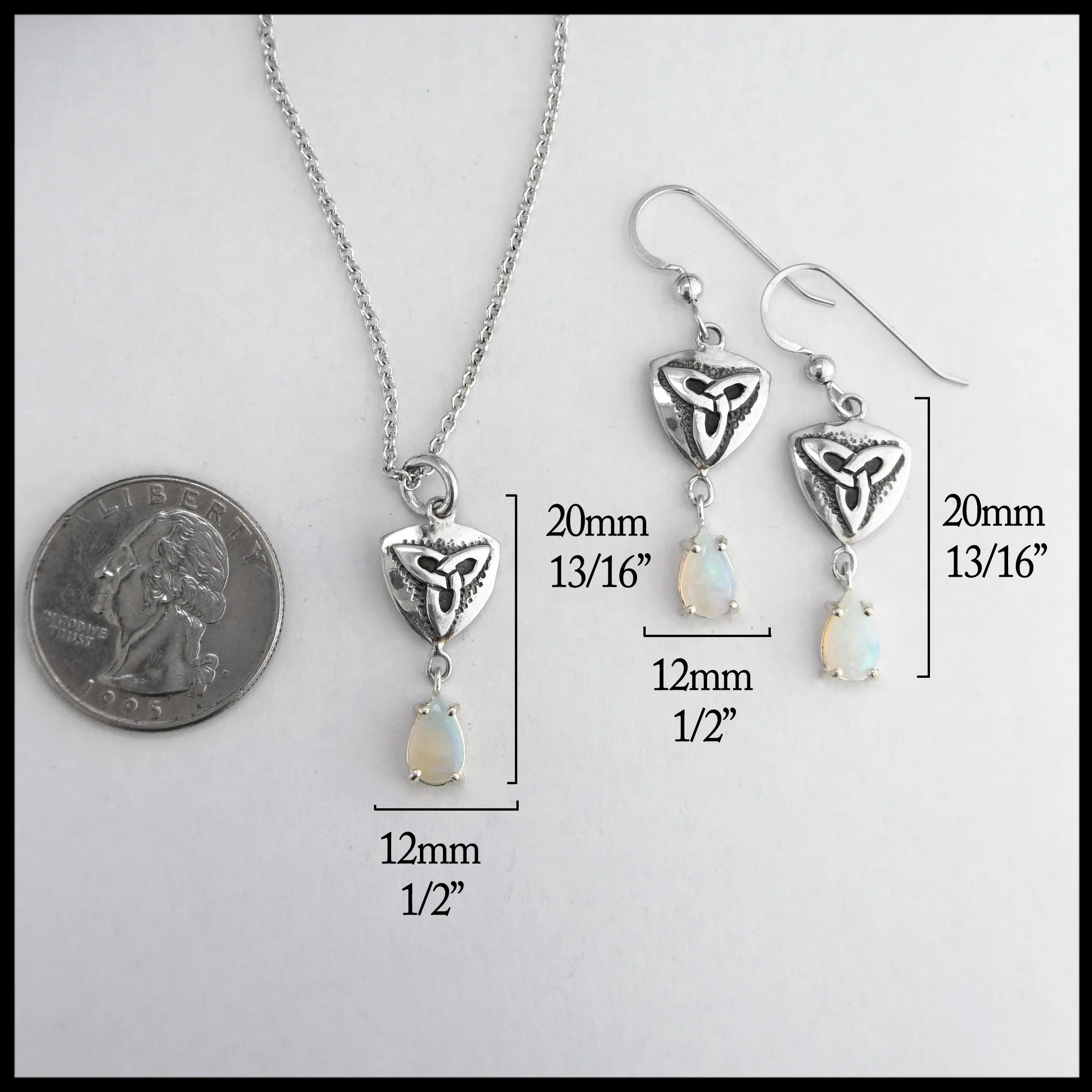 Trinity Shield Pendant and Earring Set