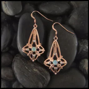 Trinity Star Earrings with Opals and Diamonds in Gold