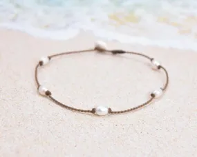 Tula Blue Princess White Pearl Rice Anklet