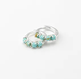 Turquoise One Touch Huggies - Silver Plated