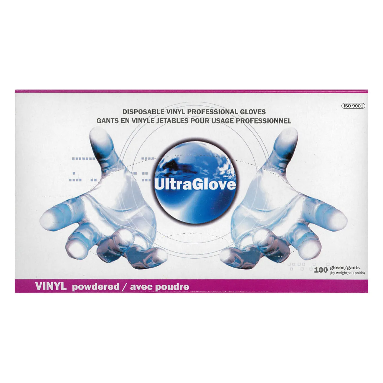 Ultra vinyl gloves pre powdered Large (100 per box)