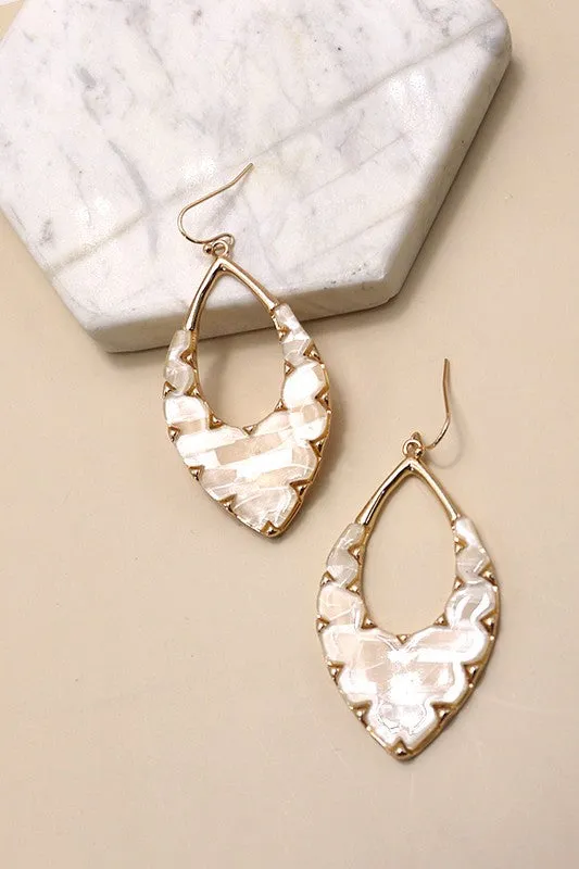 Unique Faux Shell Oval Earrings