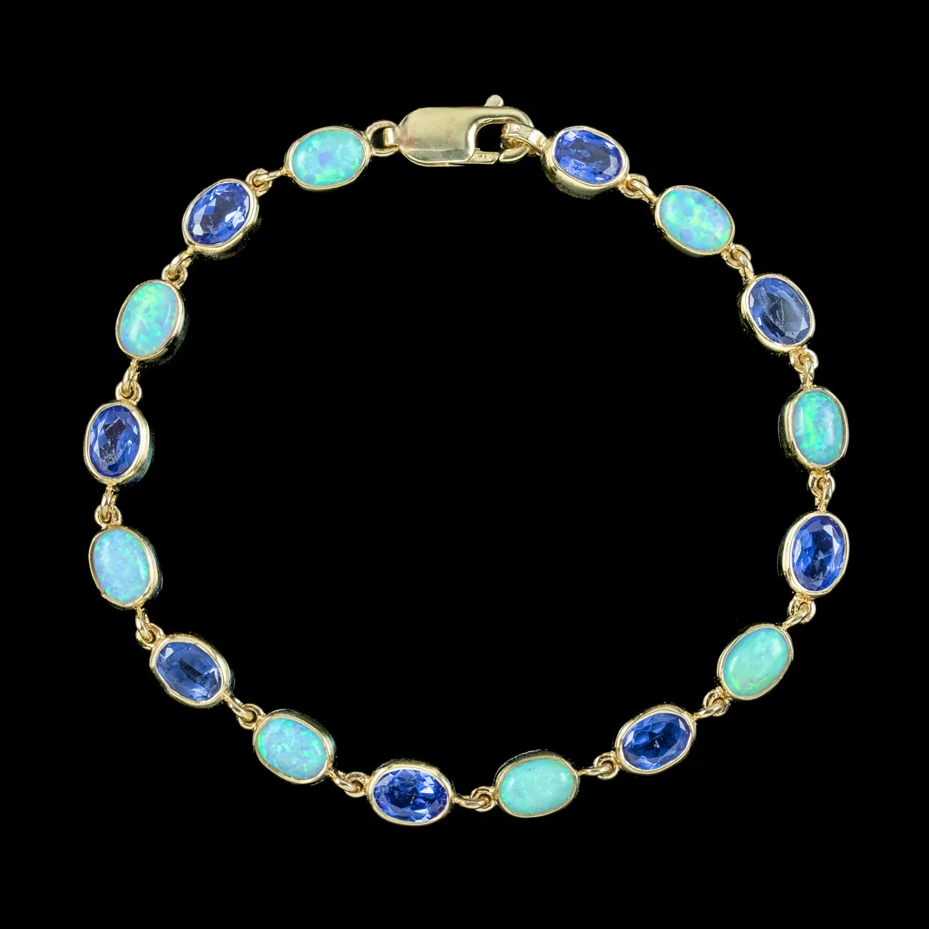 Victorian Style Opal Blue Paste Bracelet 9ct Gold