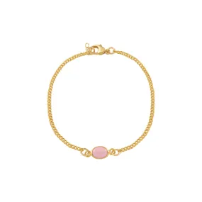 Von Treskow Yg Filled Curb Chain Bracelet w Pink Oval Opal - Gold