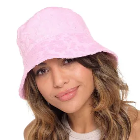 Womens Bucket Hat Floral Embossed Summer Festival Beach