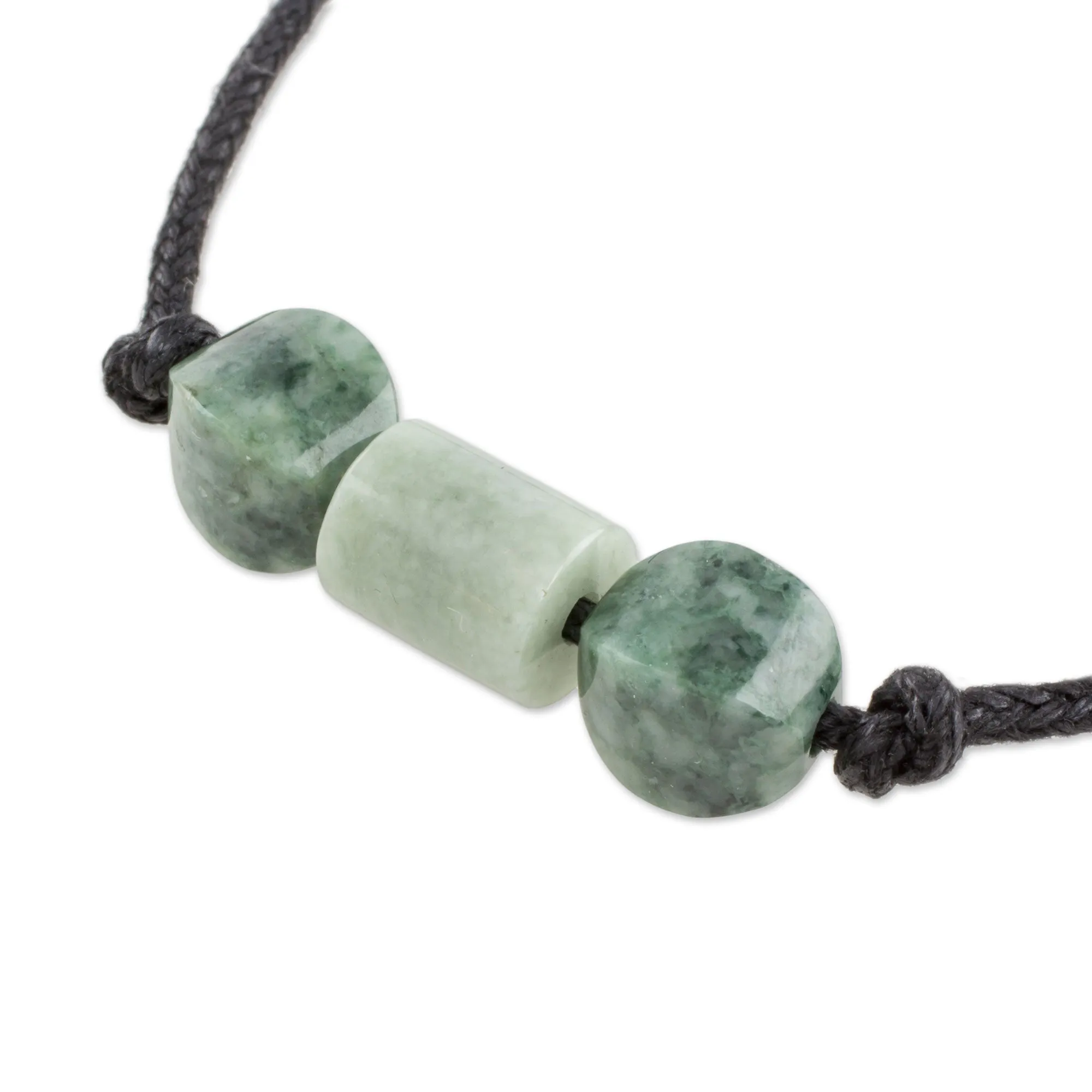 Youthful Love Bicolor Jade Beaded Pendant Necklace from Guatemala