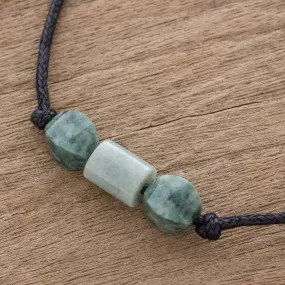 Youthful Love Bicolor Jade Beaded Pendant Necklace from Guatemala