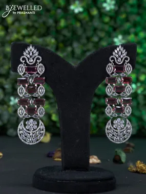 Zircon earring with ruby and cz stones